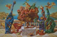 Still-Life With Butterflyes - Pastel On Paper Paintings - By Sergey Dergun, Primitivism Painting Artist
