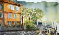 Lake Como Morning Magic - Watercolor Paintings - By Marisa Gabetta, Impressionist Painting Artist
