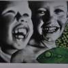 Happy Face - Mix Media Paintings - By Sayuti Tajudin, Happy Malaysian Village Countr Painting Artist