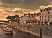 Barges - Colored Pencil Photography - By Robert Fisher, Hand-Colored Photo Print Photography Artist