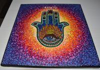 Dot Art Painting - Hamsa Sacred Hand With Eye - Acrylic Paint