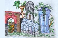 Botanc Gardens - Color Pencil Sketch Drawings - By Kenneth Ruxton, Abstract Colour Pencil Drawing Drawing Artist