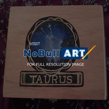 Painted Cigar Boxes - Taurus Zodiac Box - Gouache
