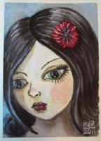 In Thoughts - Acrylicwatercolor Paintings - By Kristy Edwards-Rusie, Aceo Painting Artist