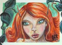 Ivy With Eyes - Acrylicwatercolor Paintings - By Kristy Edwards-Rusie, Aceo Painting Artist