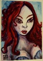 Naughty Mermaid - Acrylicwatercolor Paintings - By Kristy Edwards-Rusie, Aceo Painting Artist