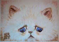 Sad Kitty - Acrylicwatercolor Paintings - By Kristy Edwards-Rusie, Aceo Painting Artist