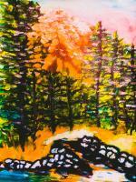 Mountain Hike - Watercolors Paintings - By Lu Brown, Freeform Painting Artist
