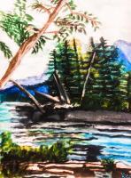 Mountain Stream Sold - Watercolors Paintings - By Lu Brown, Freeform Painting Artist