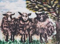 I See Three Sold - Watercolors Paintings - By Lu Brown, Freeform Painting Artist