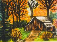 The Ole Barn - Watercolors Paintings - By Lu Brown, Freeform Painting Artist