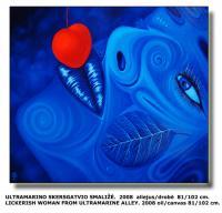 Lickerish Woman From Ultramarine Alley - Oil On Canvas Paintings - By Tautvydas Davainis, Other Painting Artist