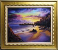 Seascape Sunset - Golden Sunset - Oil Paint