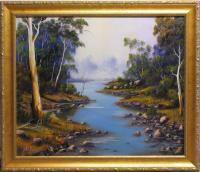 River Gumtrees - Oil Paint Paintings - By John Cocoris, Contemporary Painting Artist