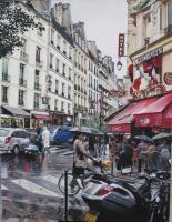 Carrefour Buci Paris - Acrylic Paintings - By Dmitry Korman, Classical Realism Painting Artist