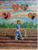 Sower And The Seed - Painting Acrylic Paintings - By Stephen Vattimo, Illustrativesymbolismsurrealpr Painting Artist