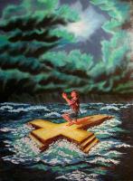 Salvation In A Storm - Painting Acrylic Paintings - By Stephen Vattimo, Illustrativesymbolismsurrealpr Painting Artist