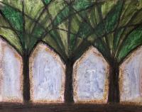 Cathedral Trees - Oil Pastel Paintings - By John Kovacich, Modern Painting Artist