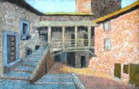 Oneallovertheworld - Medieval Houses -  Colored Pencils Version - Colored Pencils On Textil