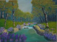 Stream In The Wood - Oil On Canvas Paintings - By Vincent Consiglio, Fluvialscape Painting Artist