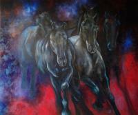 Equus - Frisons - Oil On Canvas