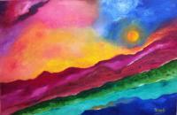 Setting Sun - Acrylic On Canvas Paintings - By Ayyub Shaik, Abstract Painting Artist