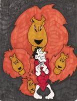 Daniel And The Lions - Pencil And Markers Drawings - By Johnny Hall, Pencil Drawingmarkers Drawing Artist