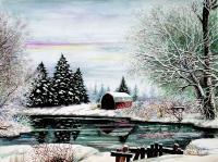 Winter In America - Watercolor Paintings - By Doina Cociuba, Realism Painting Artist