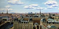 Paris Panorama - Oil On Canvas Paintings - By Doina Cociuba, Realism Painting Artist