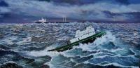 Seascape - Mary Foss On A Stormy Sea - Oil On Canvas