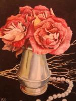 Still Life With Silver Vase - Watercolor Paintings - By Doina Cociuba, Realism Painting Artist