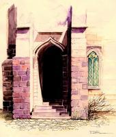 Old Monastery Entrance - Watercolor Paintings - By Doina Cociuba, Realism Painting Artist