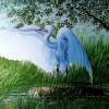 White Egret - Oil On Canvas Paintings - By Doina Cociuba, Realism Painting Artist