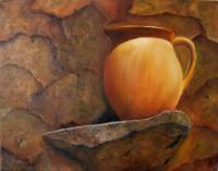 Pitcher On Stone Ledge - Oils On Canvas Paintings - By Susan Dehlinger, Traditional Painting Artist