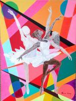 Ballerina Girls - Acrylic Paintings - By Vincent Gray, Pointillism Painting Artist