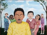 Bullies - Acrylic Paintings - By Vincent Gray, Pointillism Painting Artist