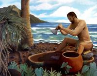 Hawaiian Poi Pounder Oahu - Acrylic Paintings - By Drew Morningbird, Realism Painting Artist