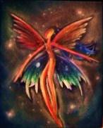 Rainbow Fairy - Oil-On-Canvas And Oil Pastels Paintings - By Tricia Maxwell, Colorful And Imaginitive Painting Artist