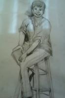 In The Corner - Pencil Drawings - By Elizabeth J White, Quick Sketch Free Style Drawing Artist