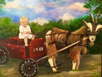 Brandon Baby Drives Through The Village - Oil Paintings - By Elizabeth J White, Traditional Painting Artist