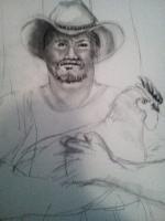 Farmer And Friend - Pencil Drawings - By Elizabeth J White, Quick Sketch Free Style Drawing Artist