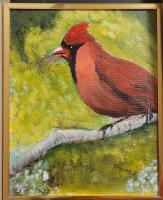 Red Cardinal In Real Sc - Acrylics Paintings - By Elizabeth J White, Traditional Painting Artist