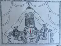 Lord Venkateswara - Pencil And Paper Drawings - By Deepthi Priya, Pointillism Drawing Artist