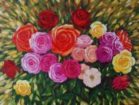 Roses - Oil On Canvas Paintings - By Sana Zee, Realism Painting Artist