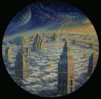 Celestial City - Oil On Canvas Paintings - By Sana Zee, Surrealism Transrealism Painting Artist