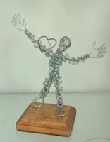 I Love You - Galvanized Steel Wire Sculptures - By Gerard Barberine, Abstract Sculpture Artist