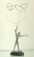 Love Balloons - Galvanized Steel Wire Sculptures - By Gerard Barberine, Abstract Sculpture Artist