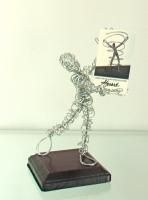 Business Card Guy - Vertical - Galvanized Steel Wire Sculptures - By Gerard Barberine, Abstract Sculpture Artist