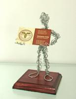 Business Card Guy - Horizontal - Galvanized Steel Wire Sculptures - By Gerard Barberine, Abstract Sculpture Artist