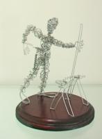 The Carpenter - Galvanized Steel Wire Sculptures - By Gerard Barberine, Abstract Sculpture Artist